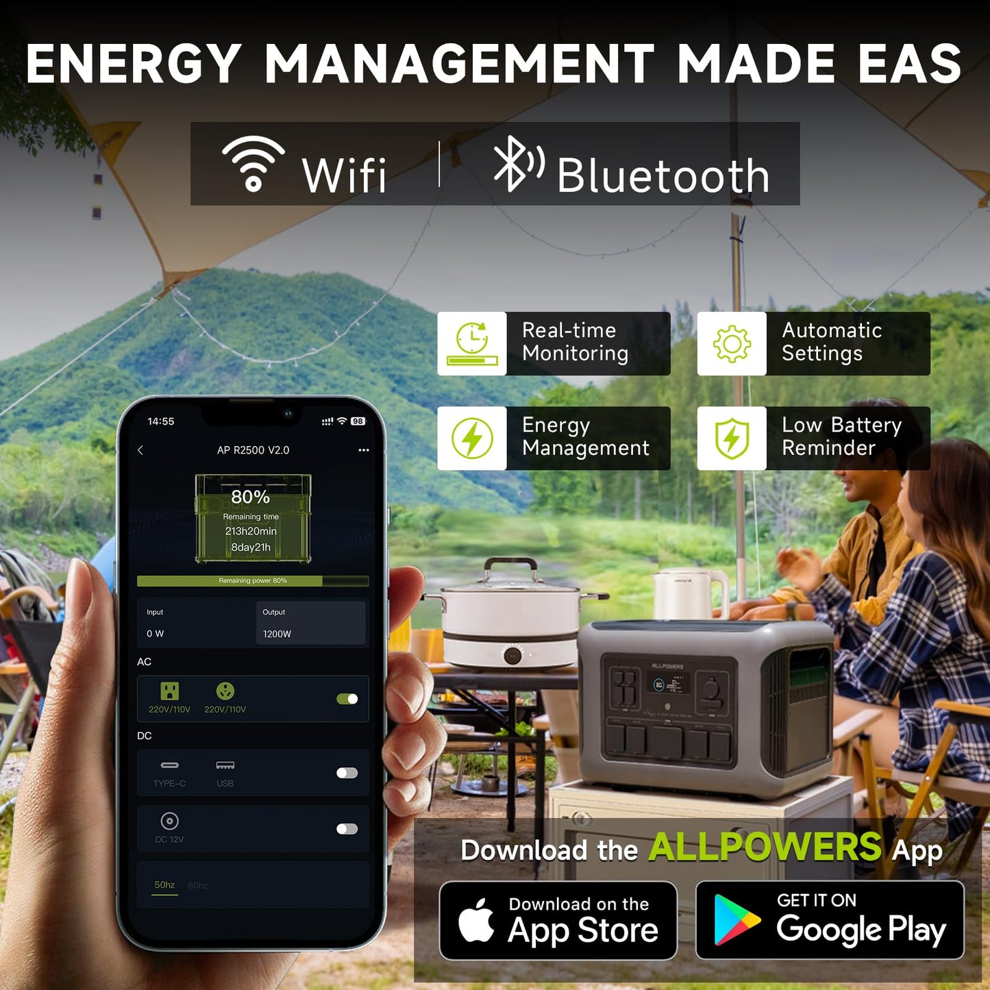 ALLPOWERS 2500W Home Backup Battery with 30A RV Output, 2016Wh LiFePO4 Portable Power Station with UPS for Home Use, Outdoor Camping, Off-Grid Emergency, Fast 1-Hr Recharge