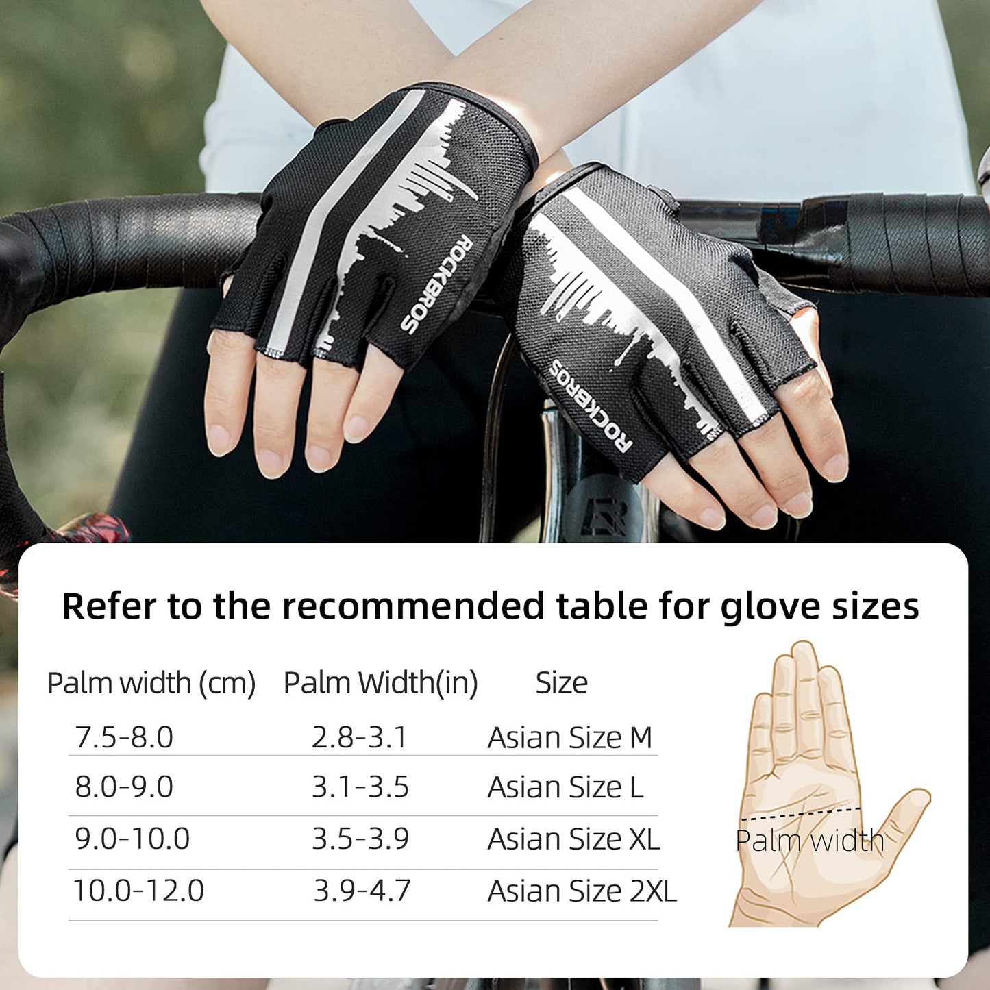 ROCKBROS Bike Gloves for Men Half Finger Biking Glove Cycling Gloves MTB Mountain Road Bicycle Gloves Shock-Absorbing SBR Pad Anti-Slip Breathable Summer Unisex Women