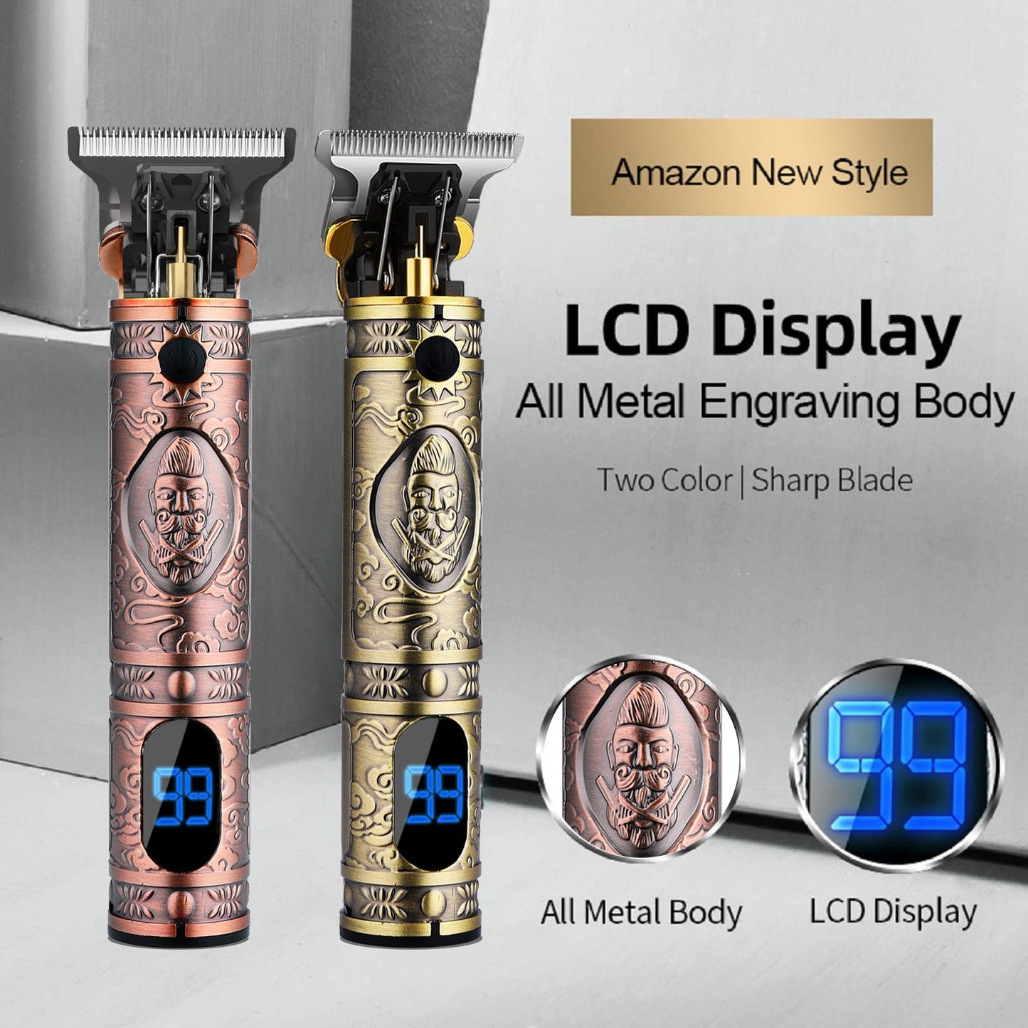 AMULISS Professional Hair Trimmer Mens Hair Clippers Zero Gapped Cordless Hair Trimmer Professional Haircut & Grooming Kit for Men Rechargeable LED Display