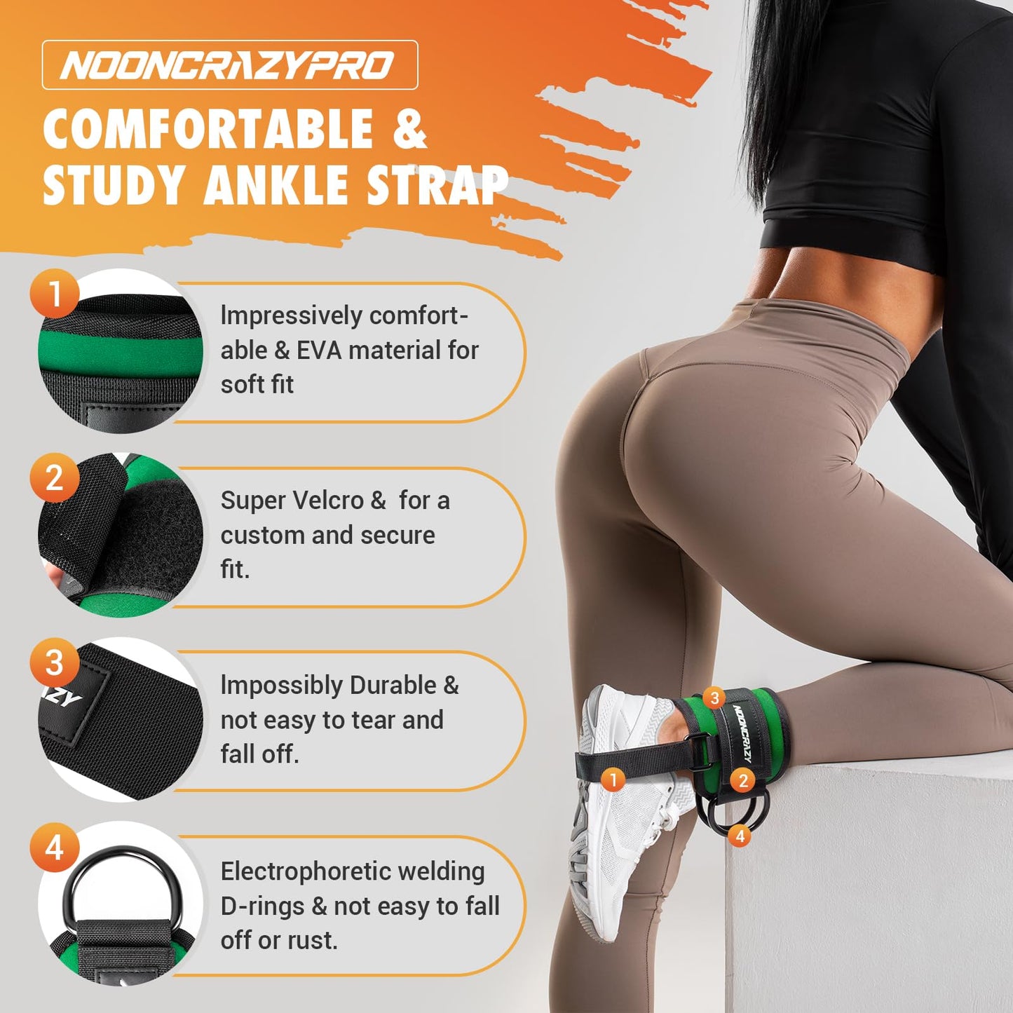 Ankle Strap for Cable Machine Women, Adjustable Gym Cable Ankle Straps for Kickbacks, Glute Workouts, Leg Extensions, Curls, Booty Hip Abductors, Ankle Cuff for Cable Machine Accessories(S-Green)