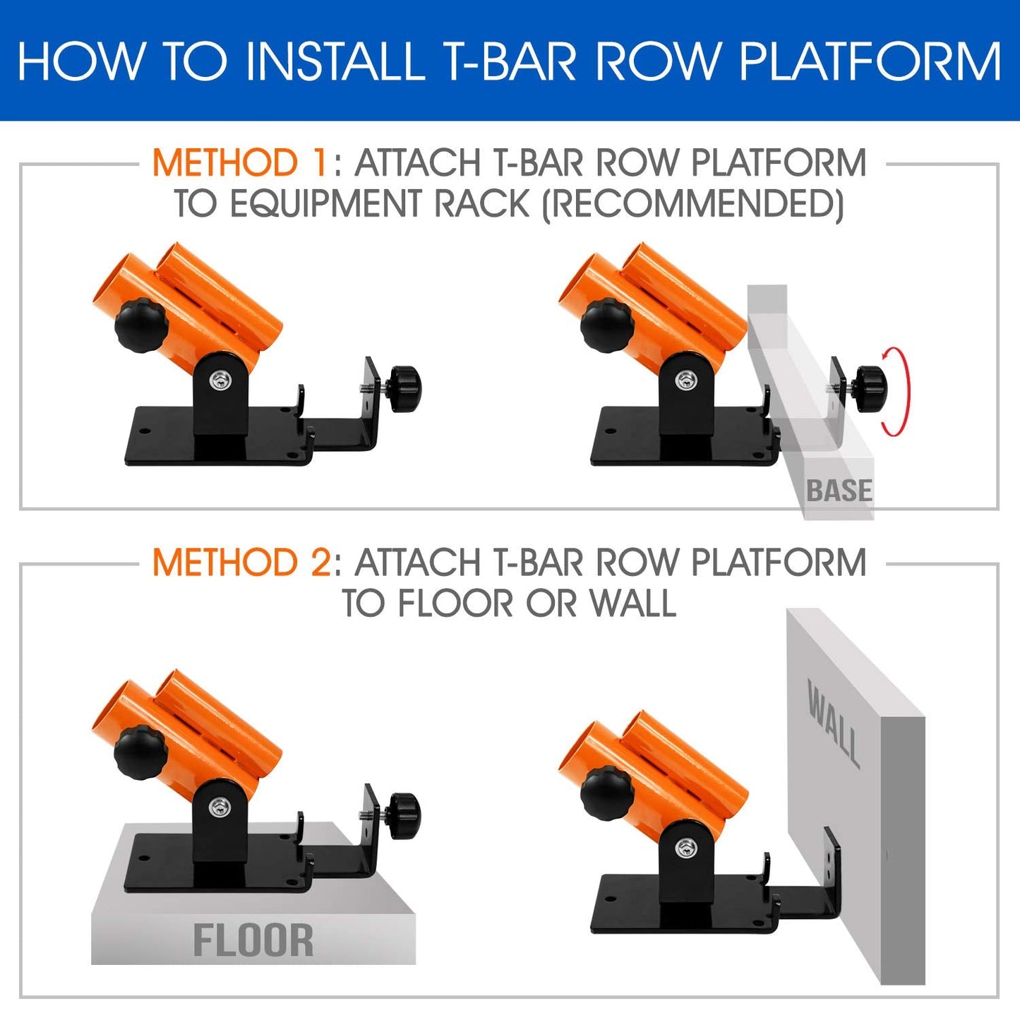 Yes4All Landmine Attachment for Barbell, Adjustable T Bar Row Attachment, Heavy Duty 360-Degree Swivel - Orange