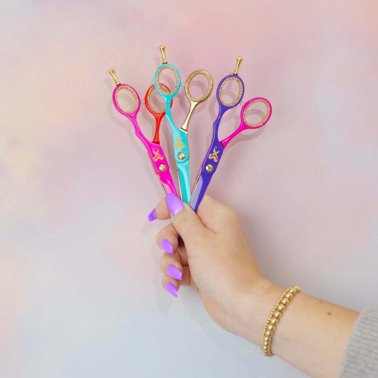 Cricket Shear Xpressions Charmed Life 5.75” Professional Stylist Hair Cutting Scissors, Japanese Stainless Steel Shears, Don’t Panic (Hot Pink & Red)