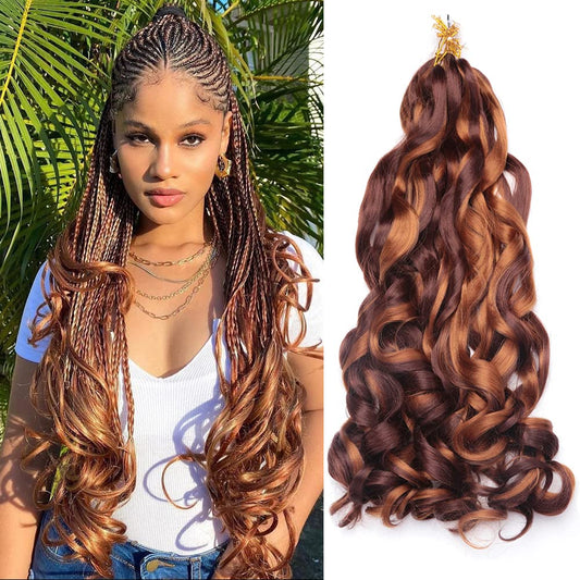 Amir Hair 8 packs French Curly Braiding Hair 20 Inch Loose Wave Braiding Hair Pre Stretched Synthetic Hair Extensions (30-33#)