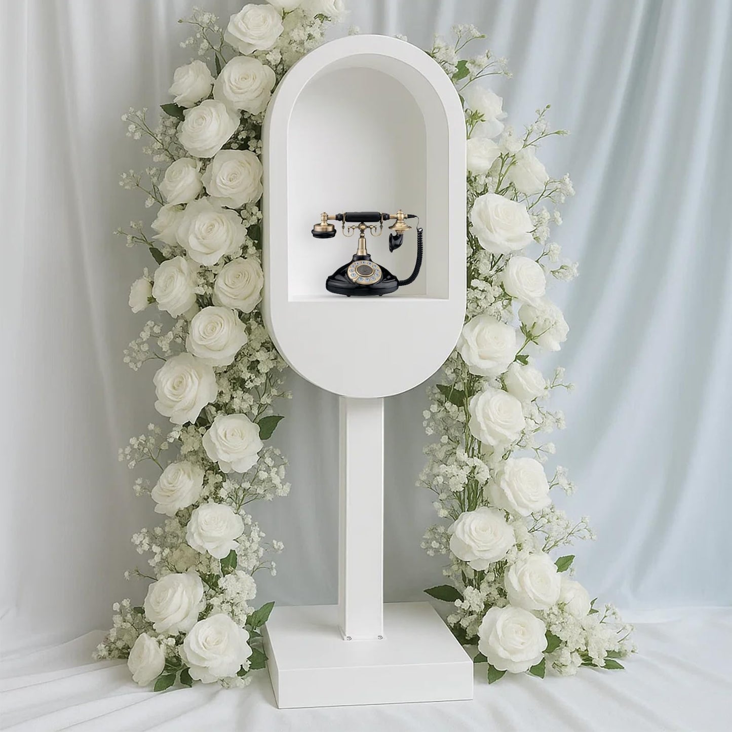ZLPOWER Audio Guest Book Stand Phone Booth for Wedding Party Leave a Message Video Phone Wedding Decoration Telephone Booth Box Audio Guestbook Stand White Recording Table