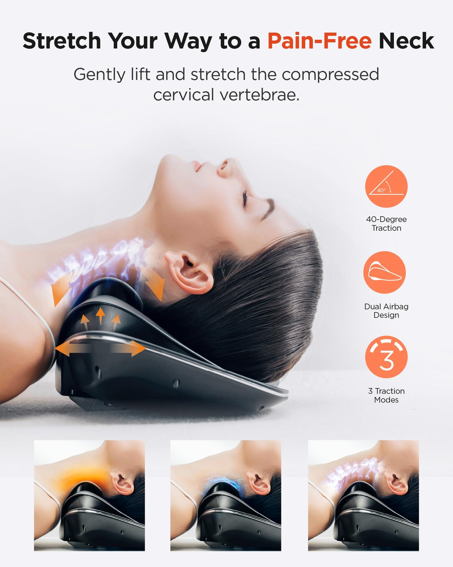 MYTREX Neck Stretcher Cervical Traction Device: Neck Massager with Heat Pillow Pain Relief Support for Home Use Pain Relaxer