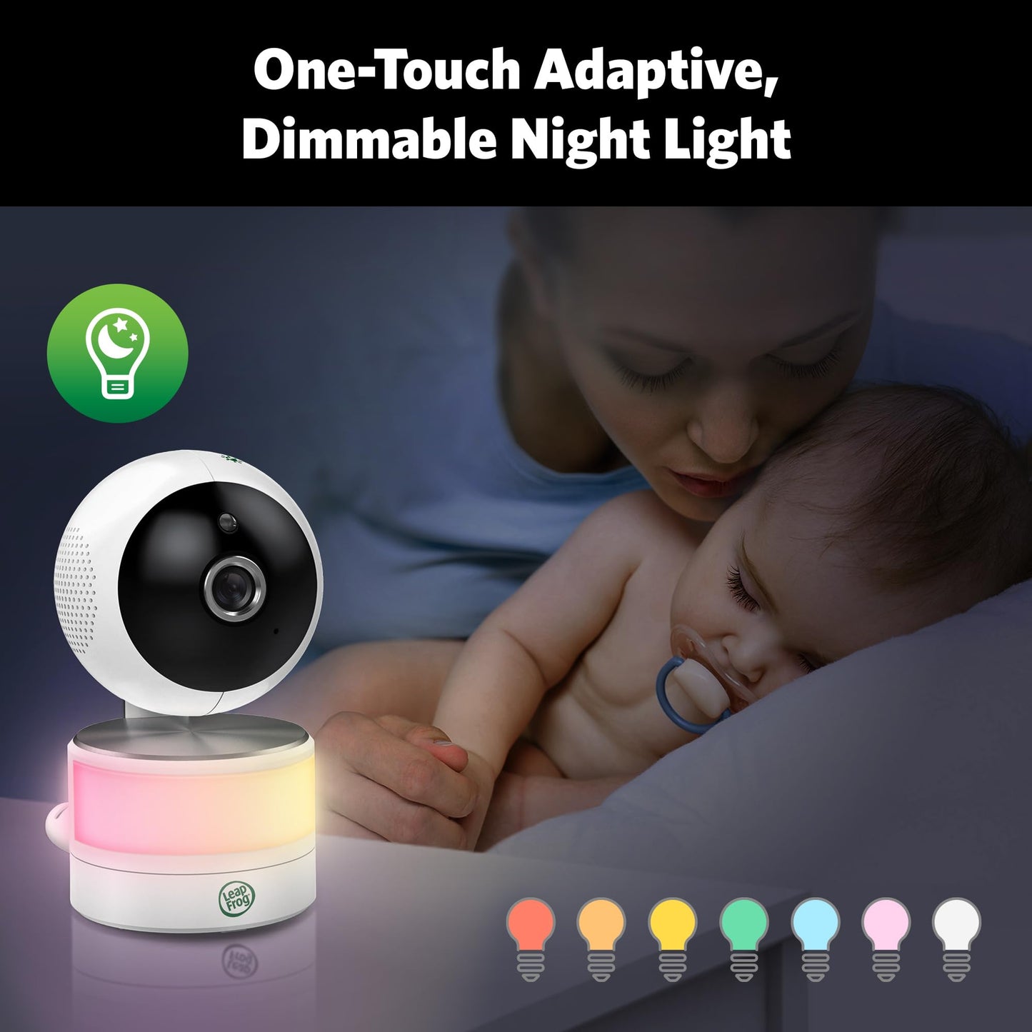 LeapFrog Color Night Vision Video Baby Monitor with 7" HD 720p Display, 360° Pan & Tilt, 8X Zoom, Night Light, Humidity & Temperature Sensor, Up to 1000ft Long Range, Secure Transmission: LF920HD