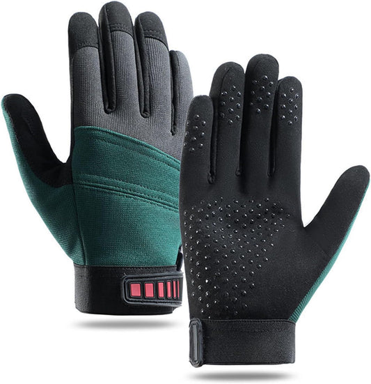 UNIQOCK Winter Cycling Gloves for Men and Women - Thermal Full Finger Bike Gloves - Touch Screen Windproof Warm Non-Slip Road Mountain Bicycle Gloves for Running,Driving,Hiking,and Skiing- Green