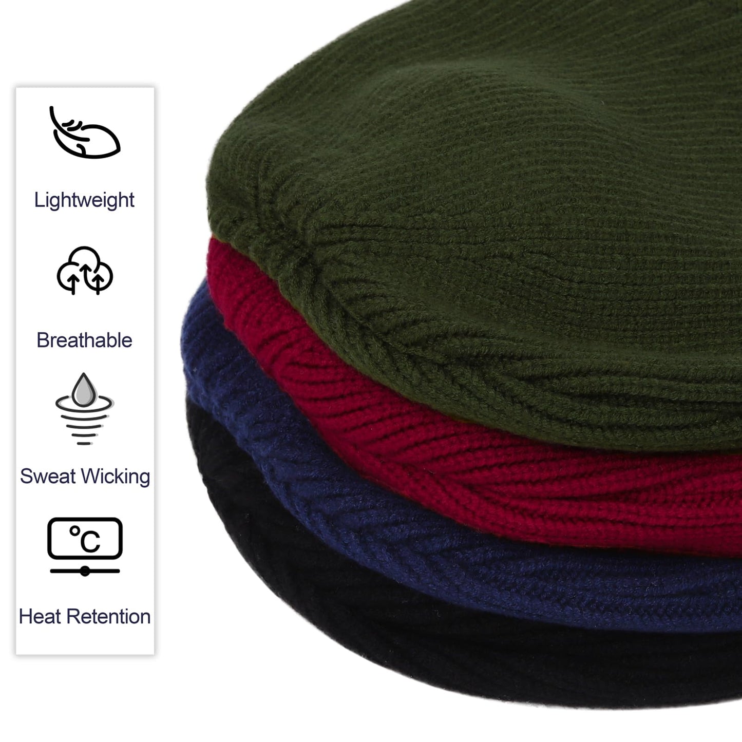 Apoway 4 Pack Winter Warm Earflap Hat Thick Fleece Lined Beanie with Ear Cover Stretchy Watch Skull Cap for Men Women