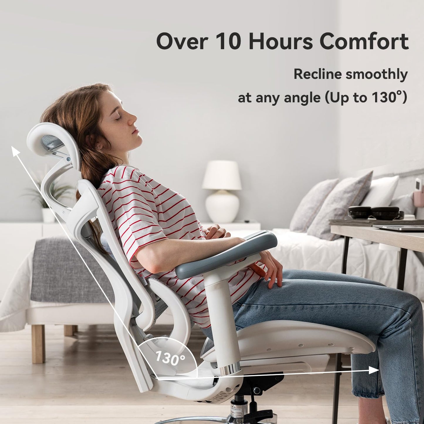 SIHOO Doro C300 Ergonomic Office Chair with 3D Armrests, Dynamic Lumbar Support, and Seat Depth Adjustment for Home Office (Grey)