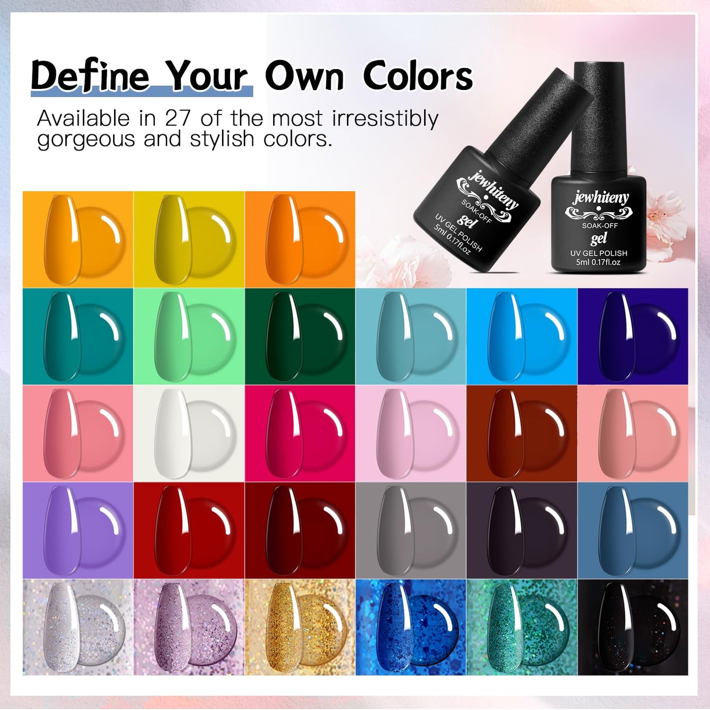 27 Colors Gel Nail Polish Kit with U V Light, U V LED Nail Dryer Lamp Curing Gel Nail Polish Set Popular Gel Nail Polish Set DIY at Home, Nail Manicure Tools