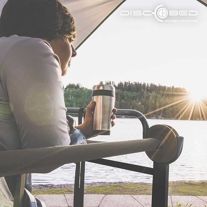 Disc-O-Bed Portable Cam-O-Bunk Bed, Large 2 Adult Sleeping Cot for Camping, Tan