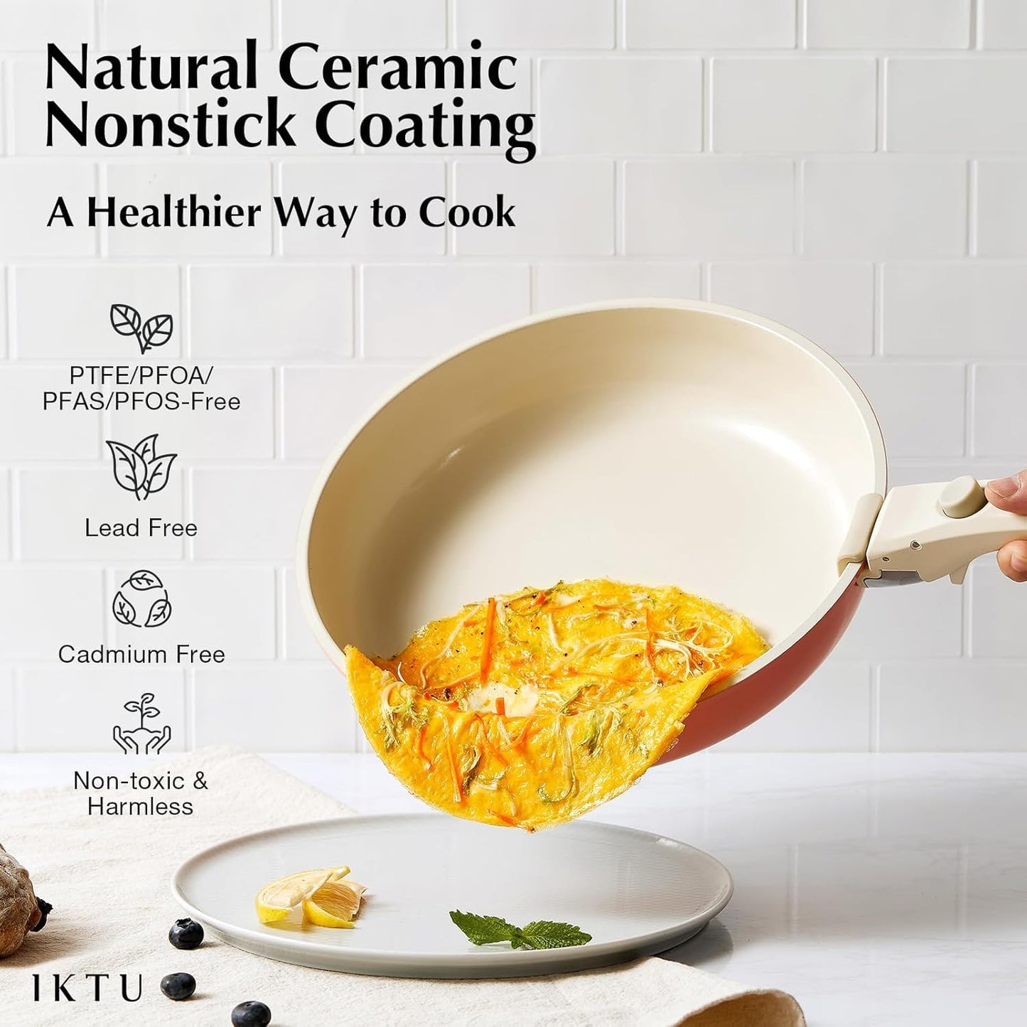 Ceramic Pots and Pans Set Non Stick, 7 Pcs Nonstick Cookware Set with Detachable Handle RV Camping Induction Kitchen Cookware Set Non Stick, PFAS PFOA & PTFE Free