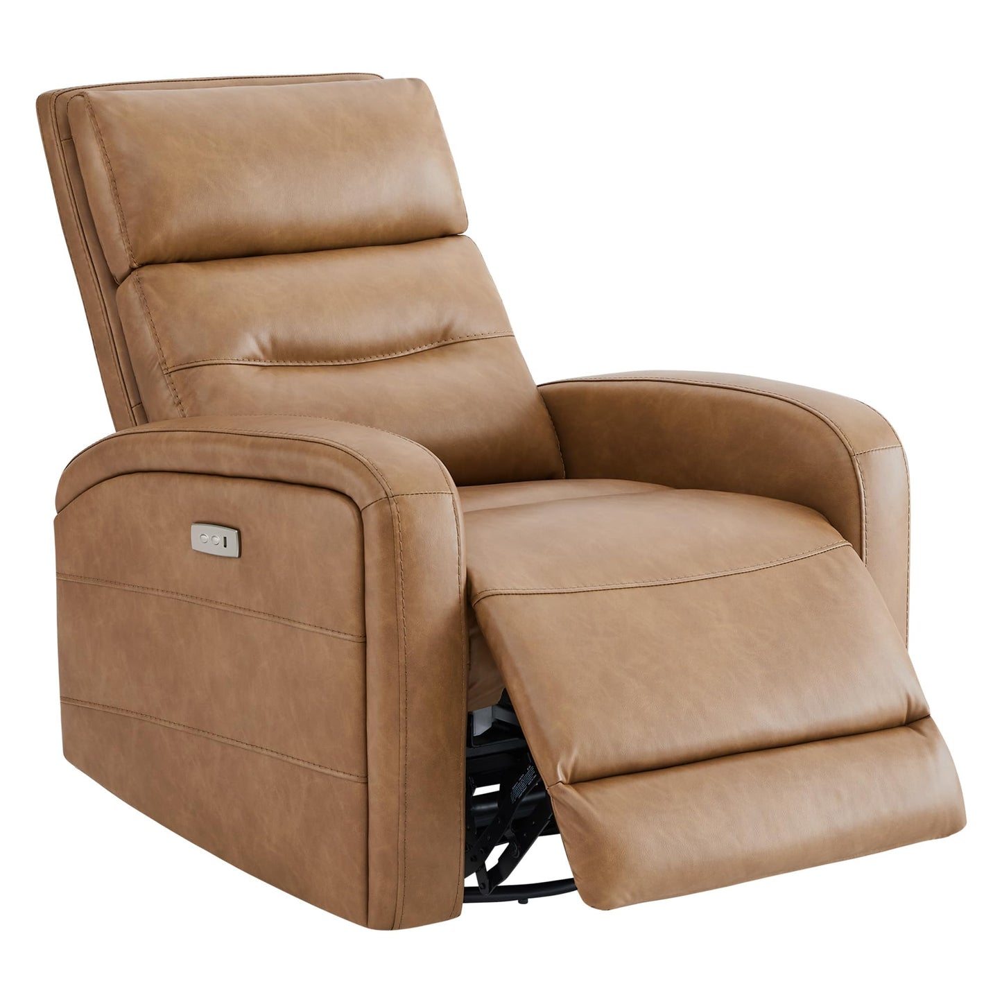 Watson & Whitely Swivel Power Recliner Glider Rocker, Small Recliner Chairs for Living Room, Faux Leather in Camel
