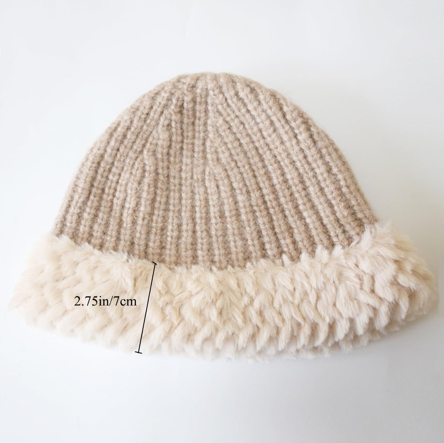 AICHUAN Women Winter Hats with Furry Fluffy Brim Winter Warm Beanie Hat Skullies Beanies Ski Cap for Men Khaki