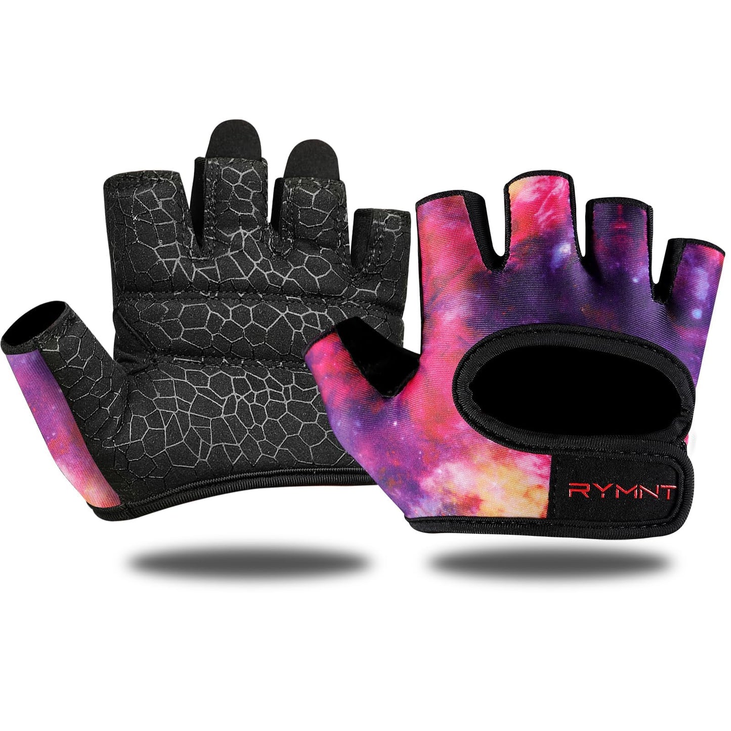 RYMNT Minimal Weight Lifting Gloves,Short Micro Workout Gloves Grip Pads with Full Palm Protection & Extra Grip for Men Women Weightlifting,Gym,Exercise Training.Galaxy-Small