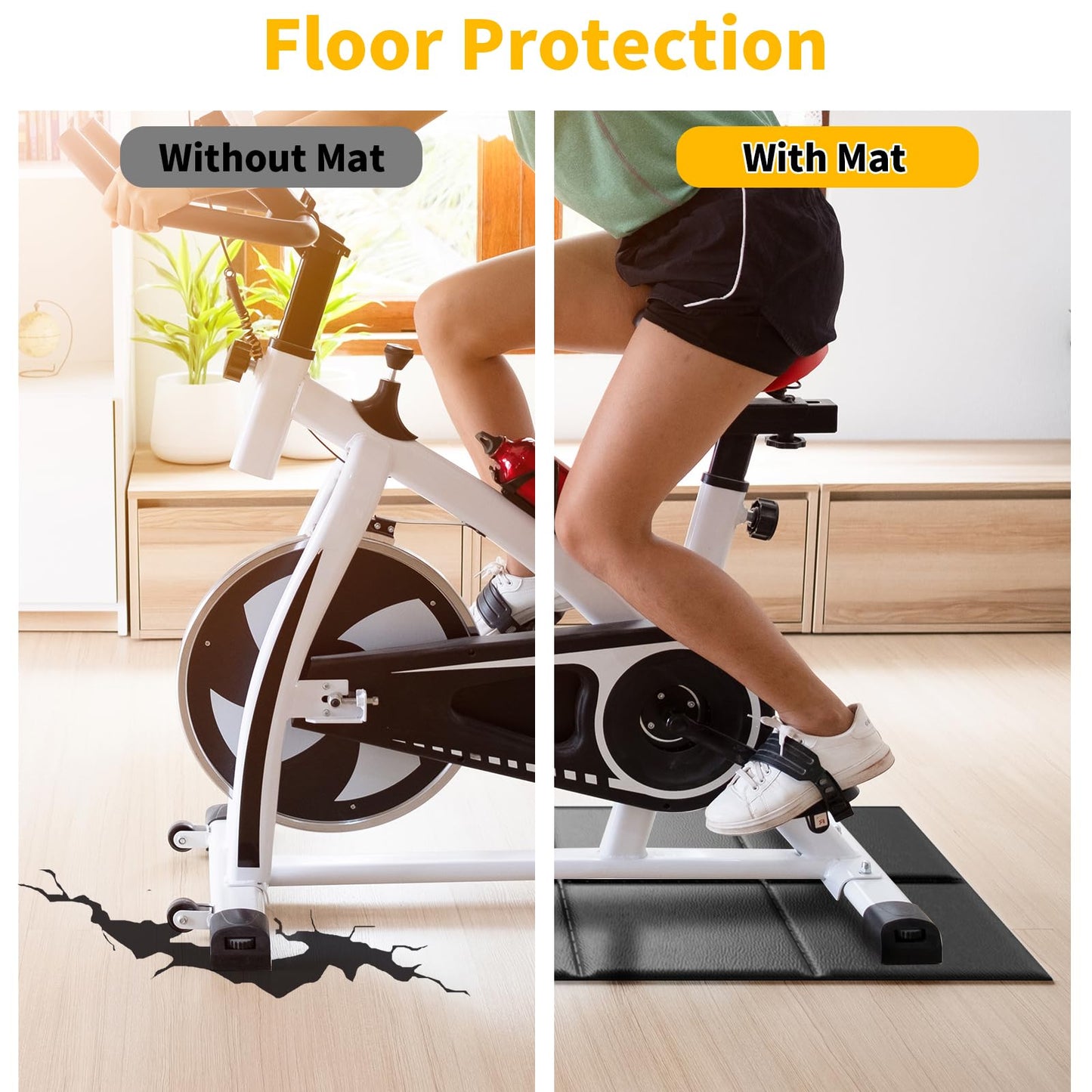 Treadmill Mat for Carpet Hardwood Floor Protection, Foldable, Under Desk Treadmill Mat, Compatible with Walking Pad Treadmill, Exercise Bike Mat for Home Gym Workout, Waterproof & Anti-Slip, 6mm Thick