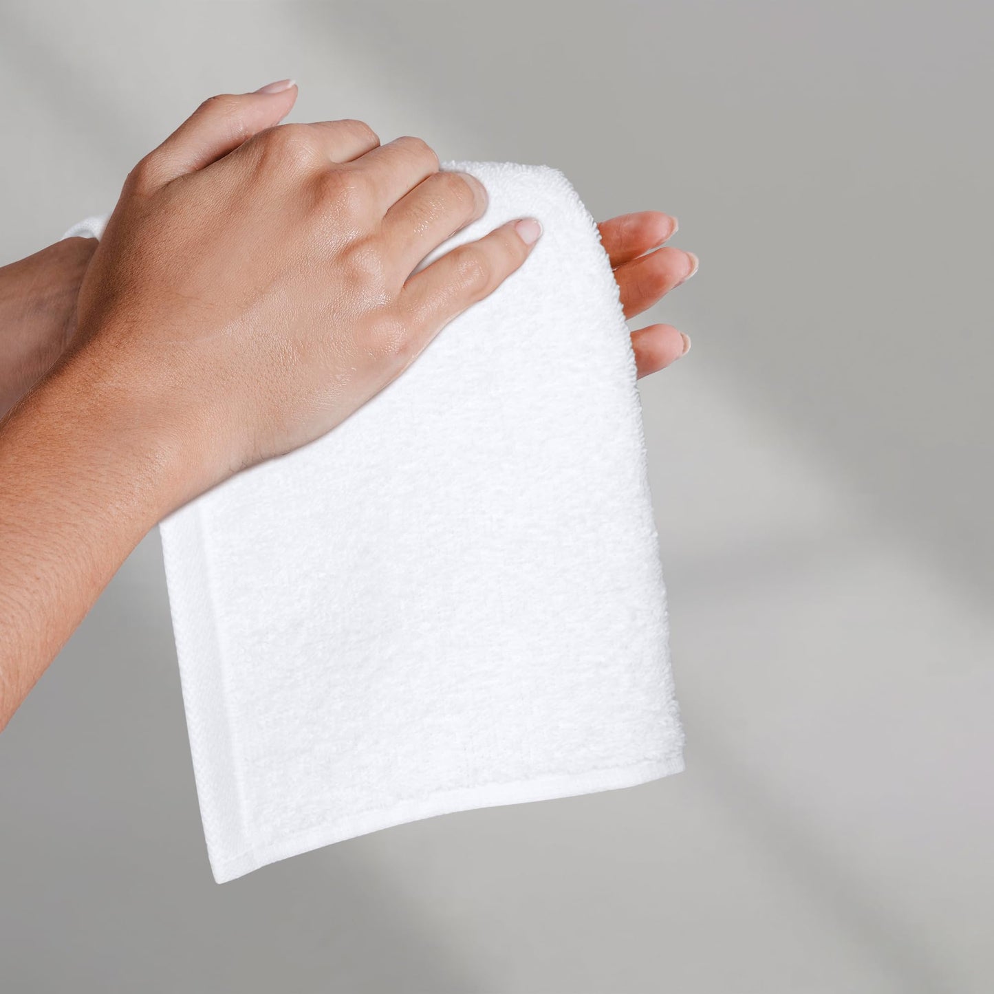 Amazon Basics 100% Cotton Washcloths for Bathroom, Fast Drying Salon Towels, Soft and Highly Absorbent, 24-Pack, White, 12 x 12 inches