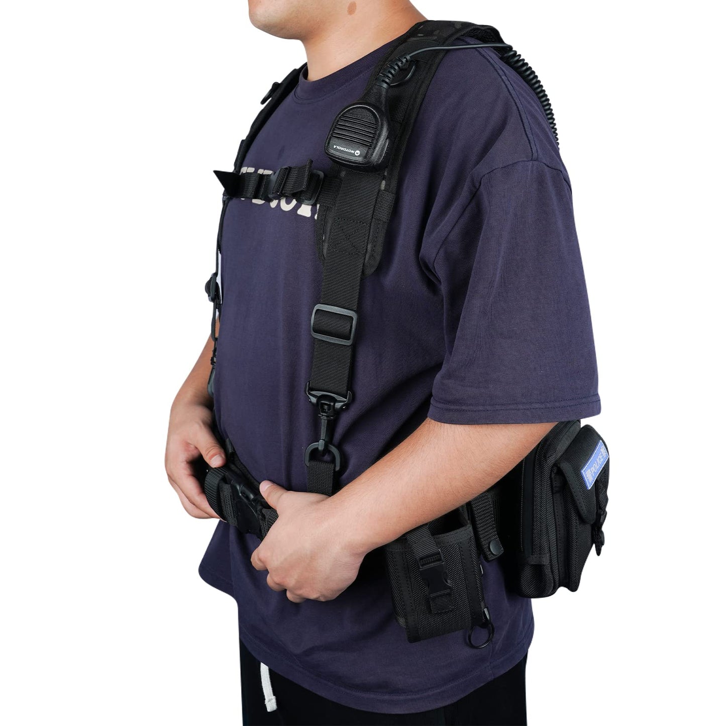 MELOTOUGH Tactical Suspenders for Belt Law enforcement belt Suspenders Police Outdoor H-Harness Suspenders (Black Camo, XL Size)