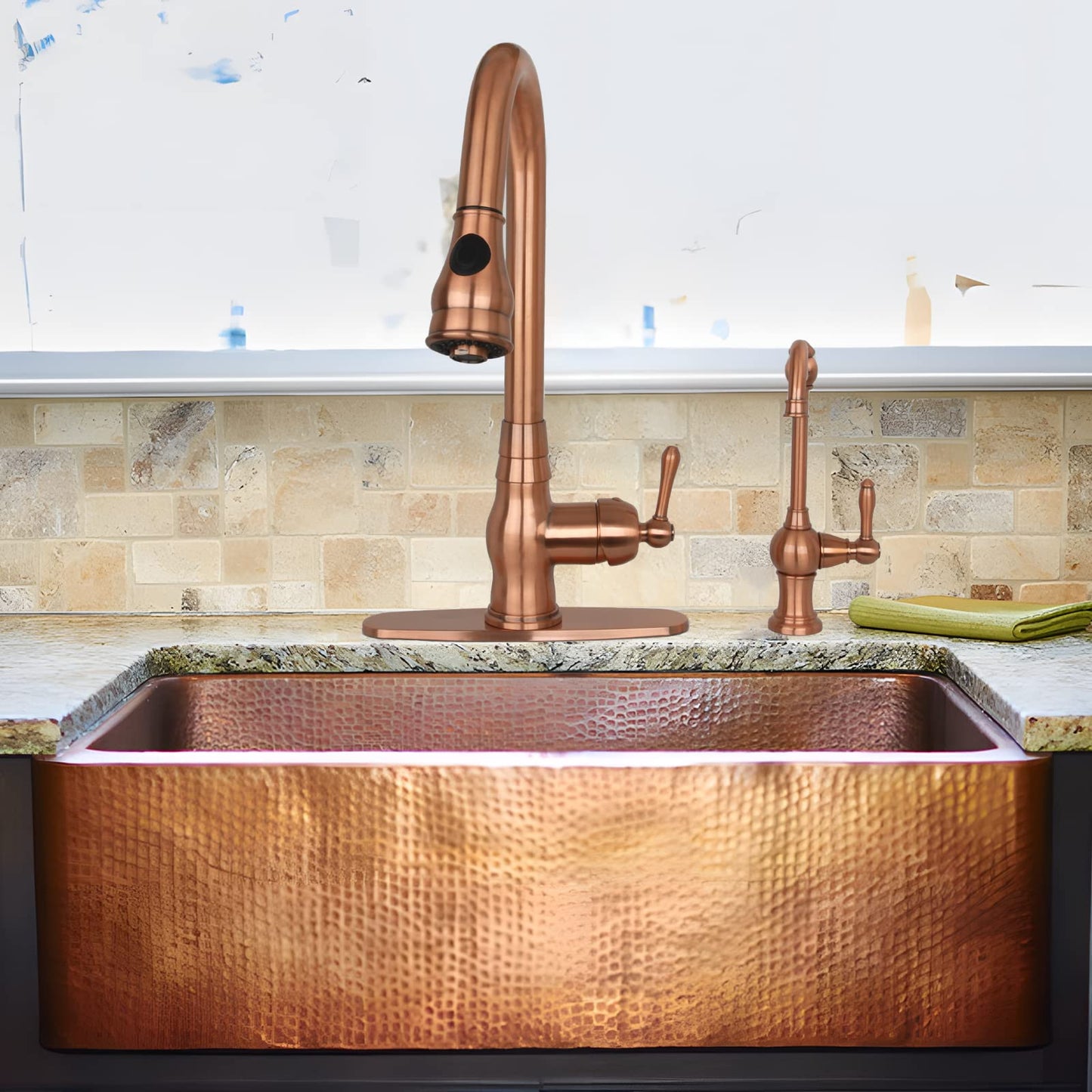 Akicon Kitchen Water Filter Faucet, Brass Body 100% Lead-Free Drinking Water Faucet Fits Most Reverse Osmosis Units or Filtration System, Non-Air Gap, Cold Water Only (Copper)
