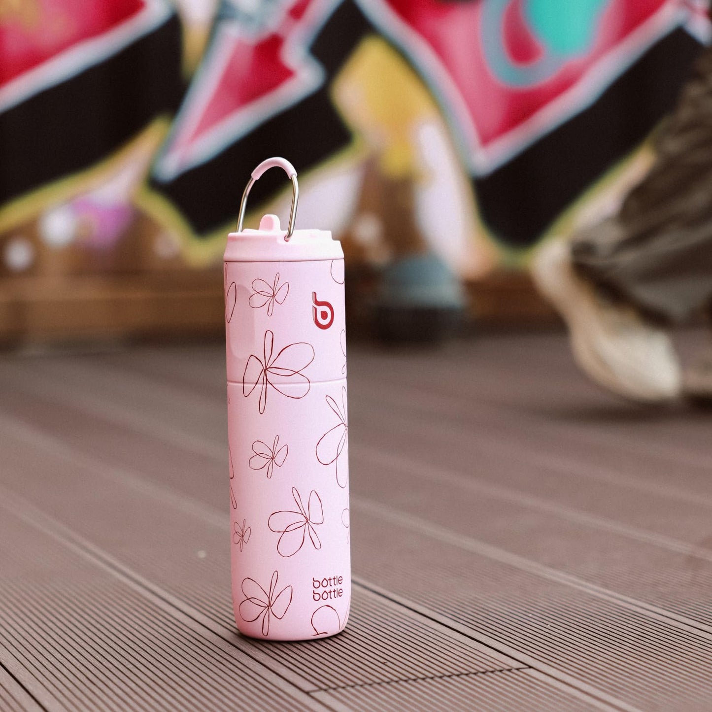 BOTTLE BOTTLE Insulated Water Bottle 24oz with Straw Lid and Handle for Sports Travel Gym Stainless Steel Water Bottles Double-Wall Vacuum Metal Thermos Bottles Leak Proof BPA-Free (Flower Frenzy)