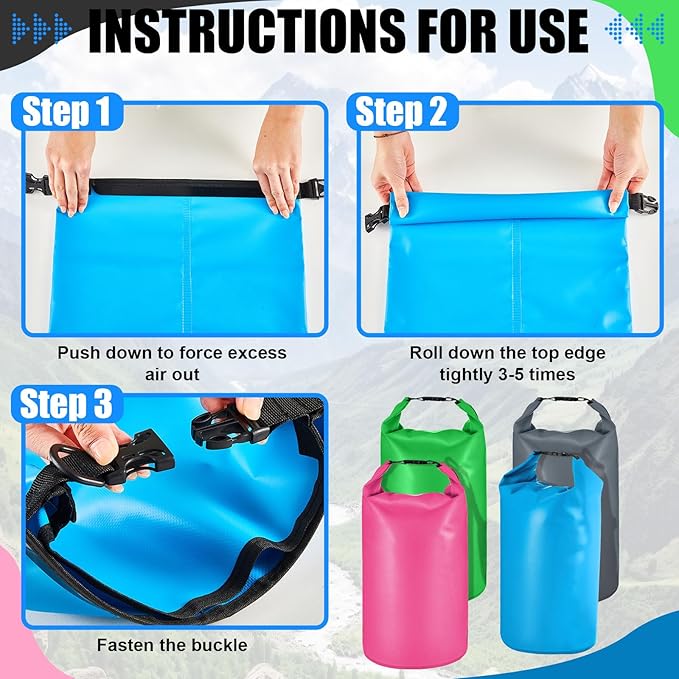 Shappy 4 Pcs Waterproof Dry Bag Floating Waterproof Dry Bag Backpack Durable Lightweight PVC Marine Dry Bags for Travel Kayaking Rafting Boating Swimming Camping Hiking Fishing(10 L)