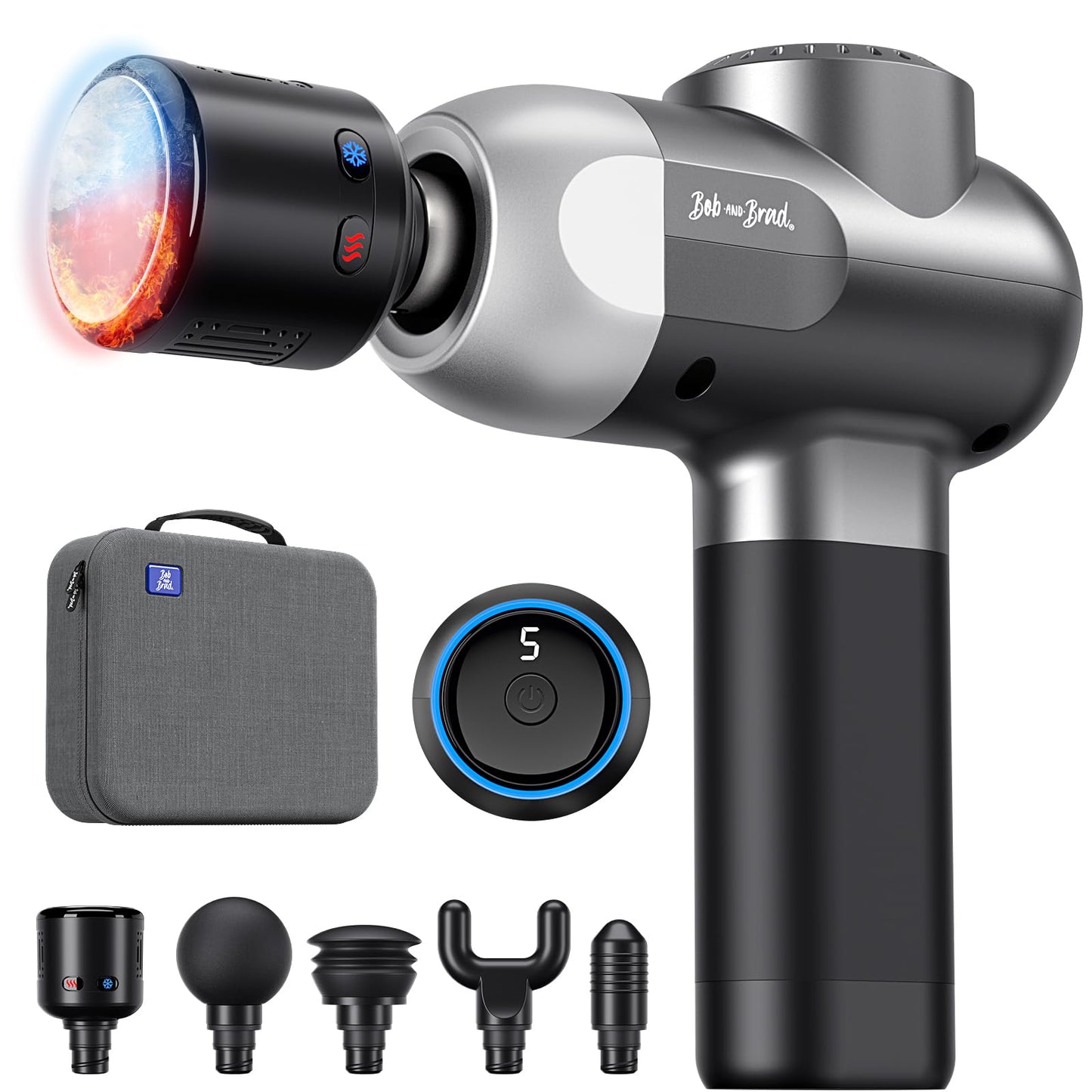 BOB AND BRAD C2 Pro Massage Gun with Heat and Cold Therapy, Mini Massager Gun Deep Tissue, Heated Professional Electric Back Massager for Athletes, Handheld Massager