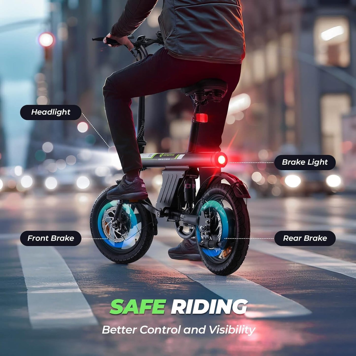 isinwheel U1 Electric Bike for Adults 500W Motor, 20 mph Folding Ebike