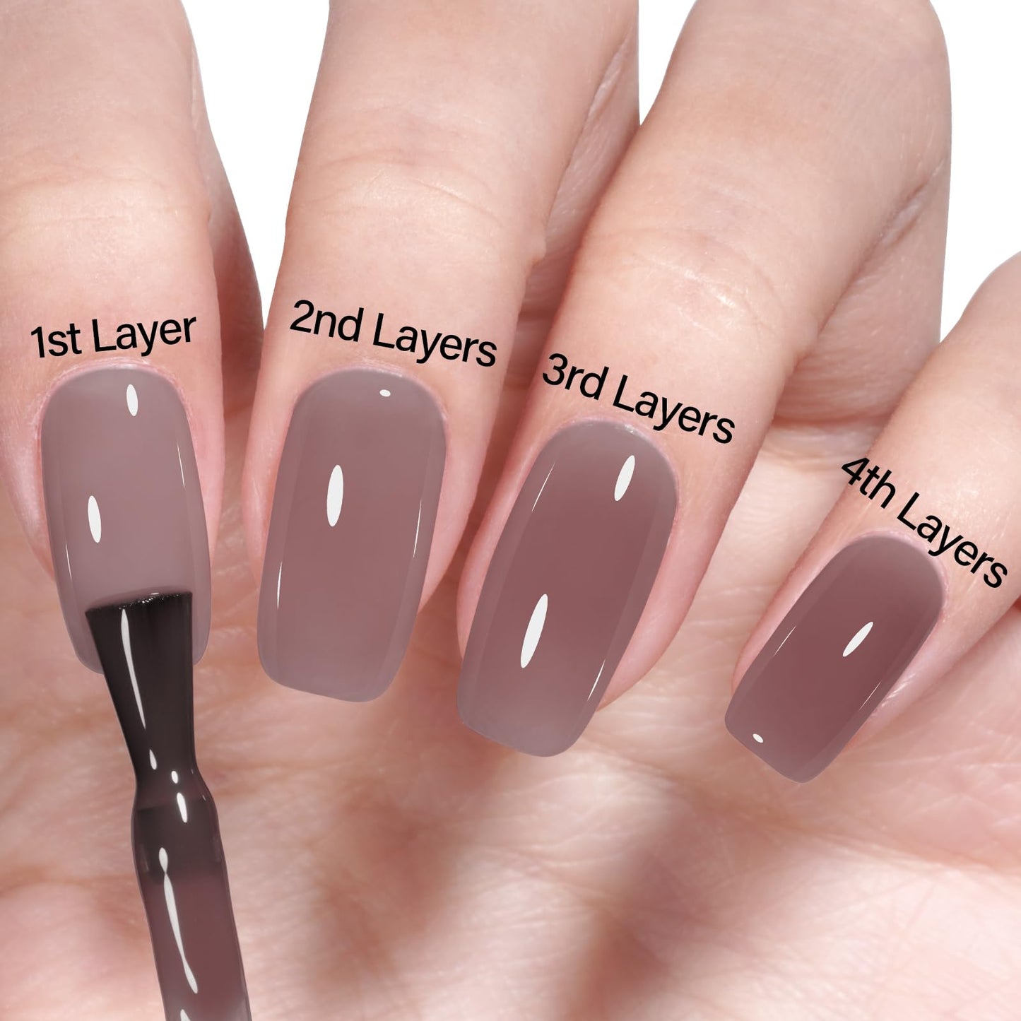 AILLSA Nude Gel Polish Hazelnut Chocolate Translucent Gel Nail Polish Jelly Brown Dark Color Gel Polish Purplish Coffee Neutral Nails Soak Off U V Gel for Nail Art at Home Valentine Gift 0.51 Oz GB136