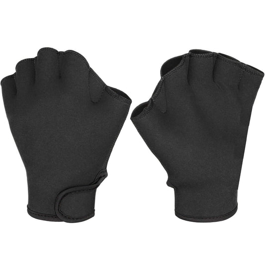1 Pair Swimming Gloves Aquatic Swim Training Gloves Neoprene Webbed Gloves Fitness Water Resistance Glove for Men Women Children Unisex (Black, Medium)