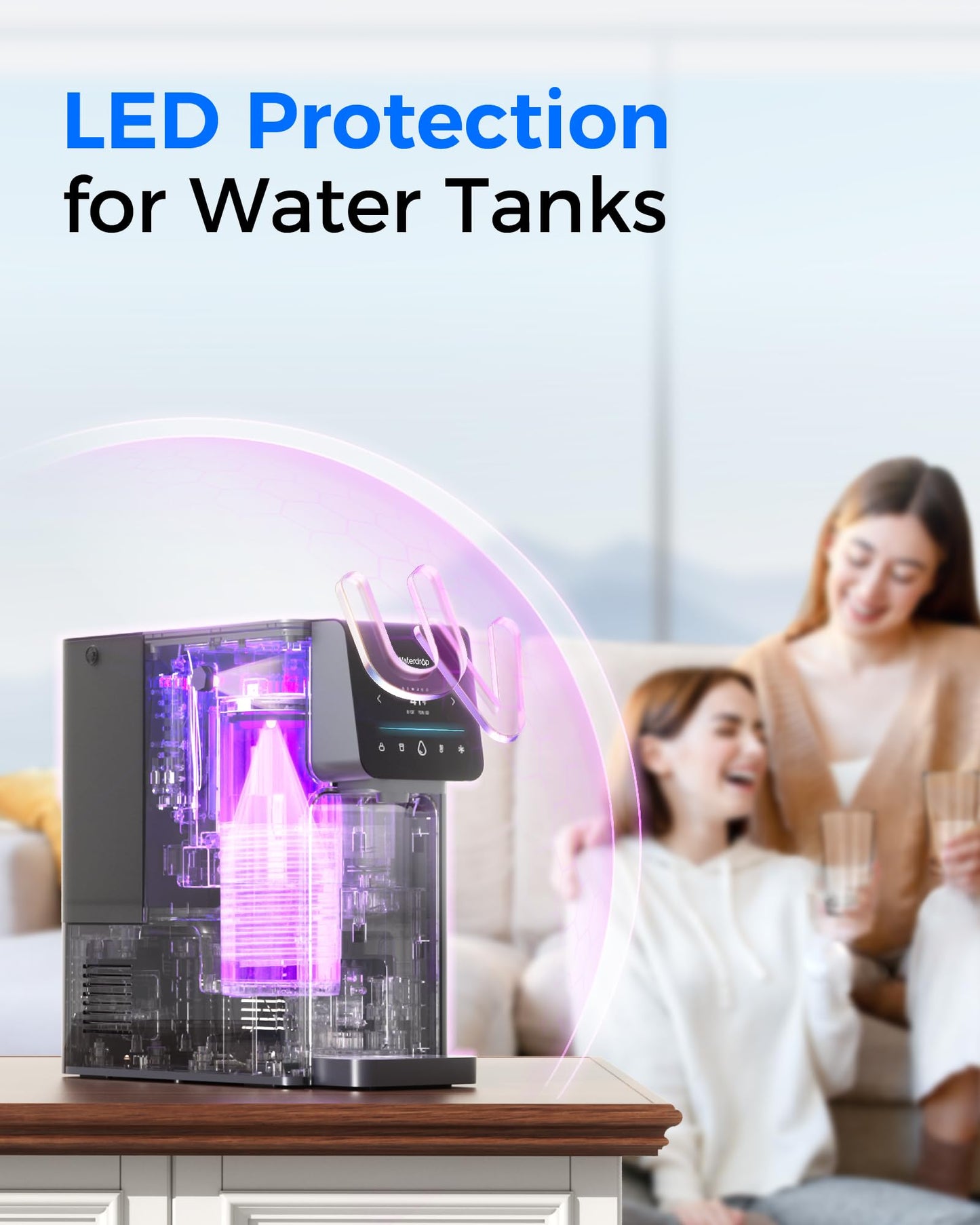 Waterdrop WD-A1 Countertop Reverse Osmosis System, Hot Cold & Room Water Dispenser, NSF/ANSI 58 Standard, 2:1 Pure to Drain, No Installation