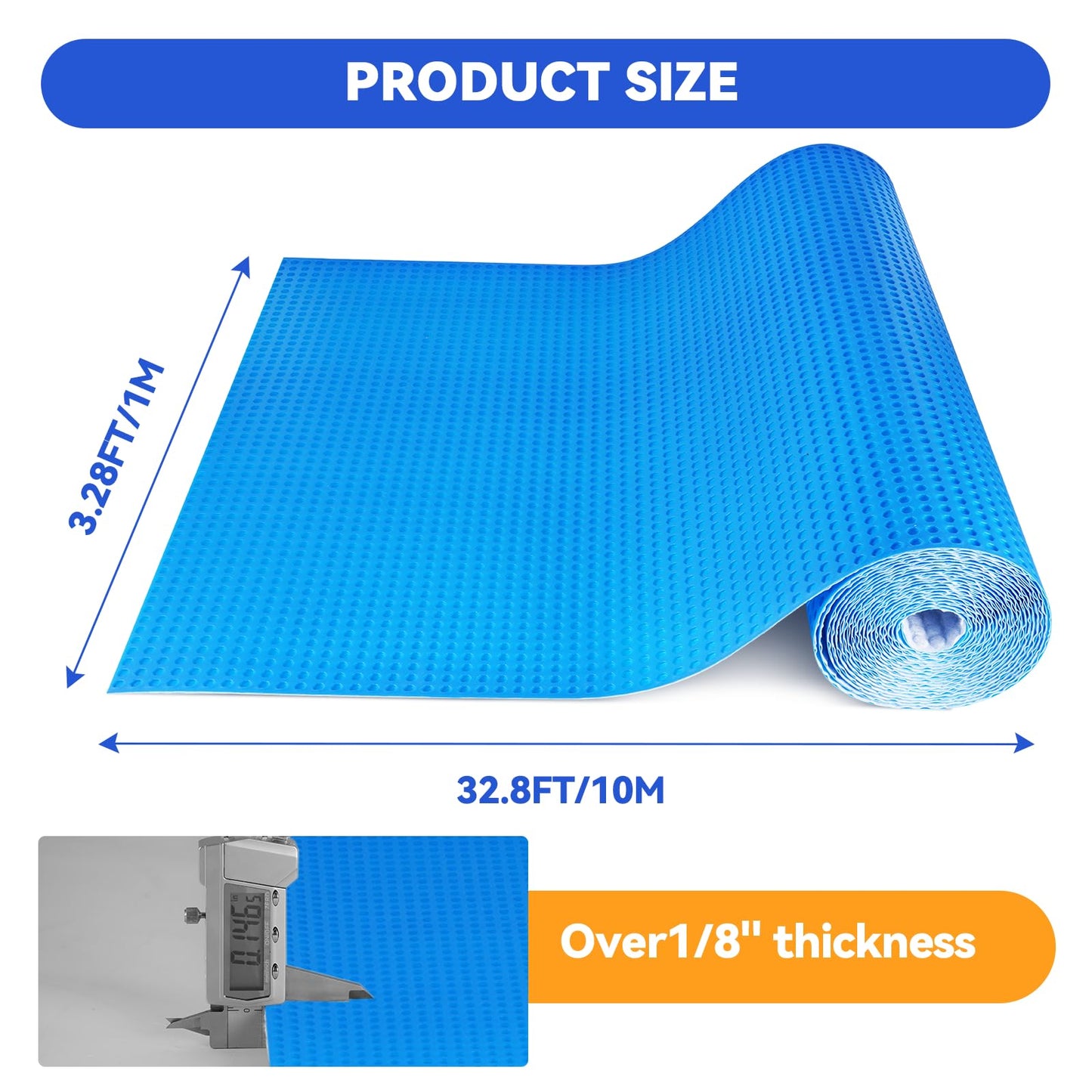 Uncoupling Membrane for Tile, 1/8''(3mm) Waterproof Flooring Underlayment – 108 Sq.Ft Crack Prevention Mat for Bathroom, Shower, Kitchen, Basement