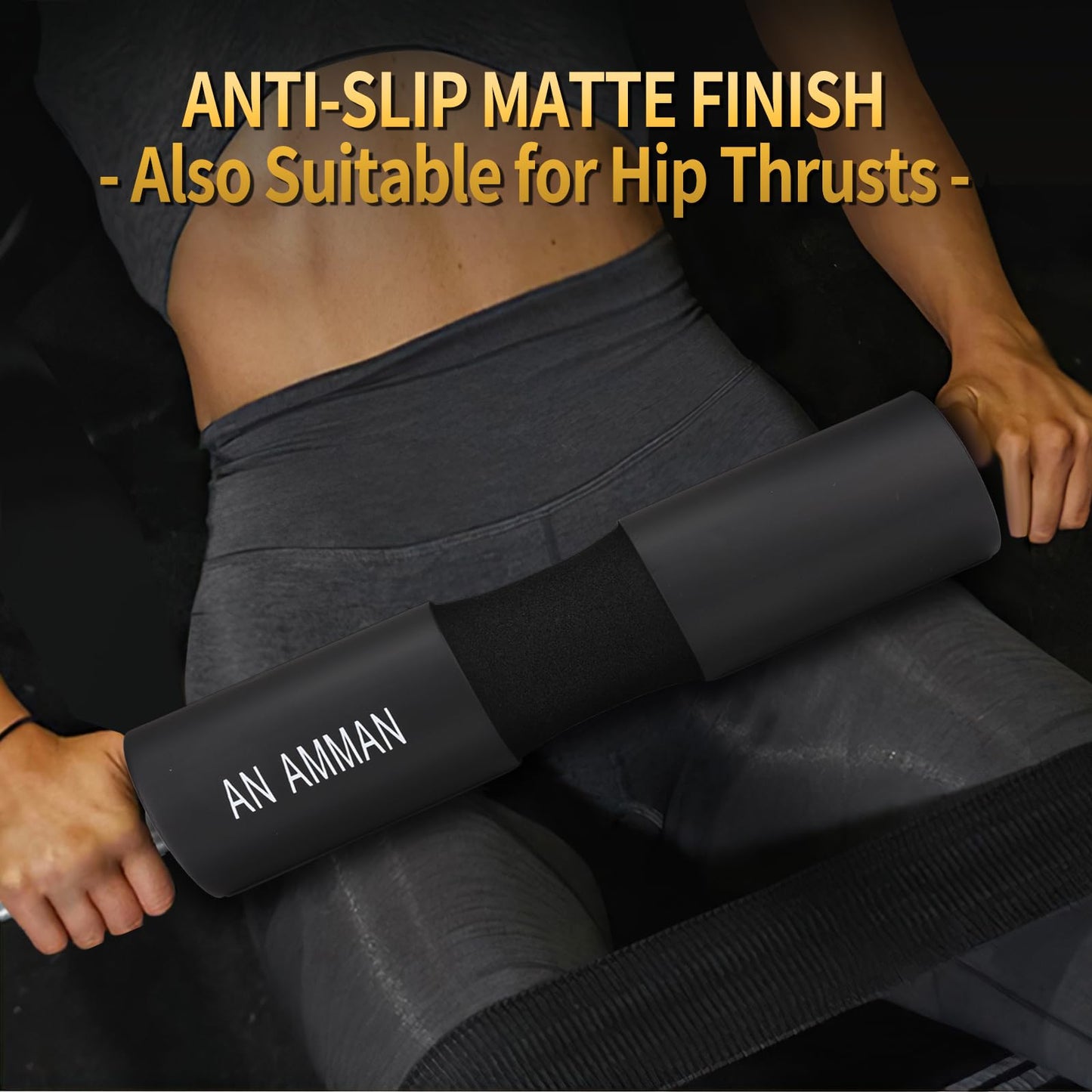 AN AMMAN Barbell Pad Perfect for Squat, Hip Thrust - Relieves Neck and Shoulder Pain Thick Foam Cushion - Gym Workout Smith Machine Thruster Weightlifting Grey Marble Pattern AM001PT