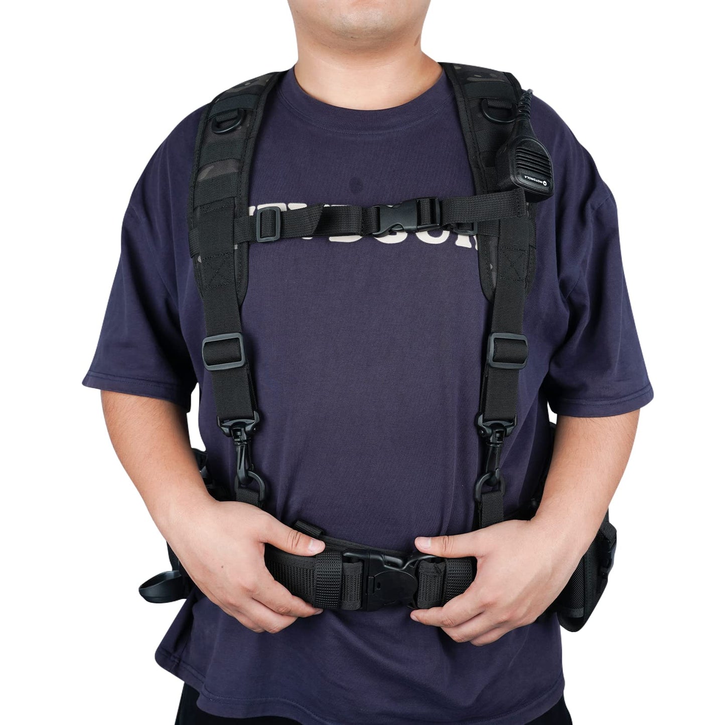 MELOTOUGH Tactical Suspenders for Belt Law enforcement belt Suspenders Police Outdoor H-Harness Suspenders (Black Camo, XL Size)