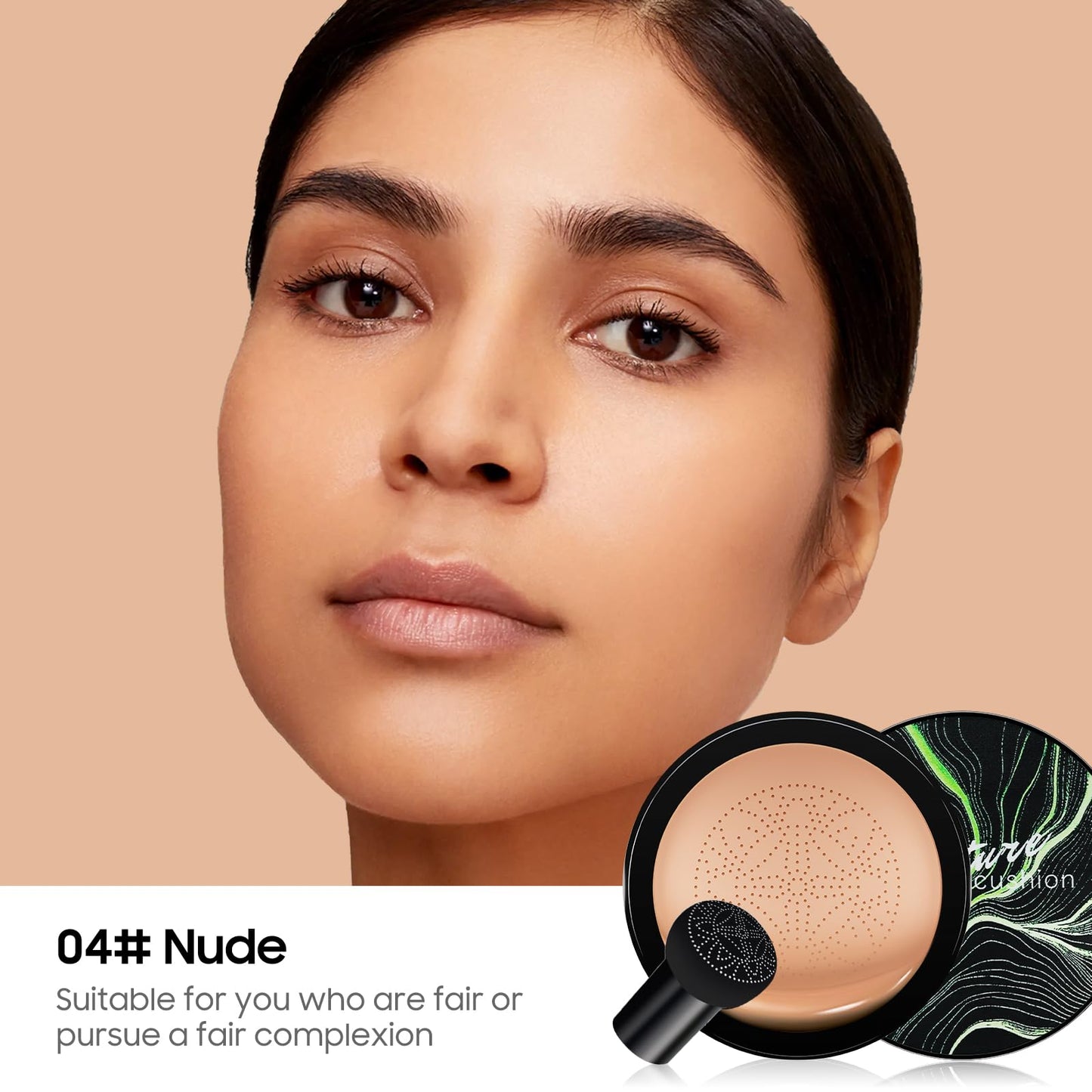 Air Cushion CC Cream Mushroom Head Foundation - Moisturizing BB Creams Foundation, Long-Lasting Waterproof New Mushroom Head Air Cushion CC Cream Concealer for Even Skin Tone (Nude, 1 PCS)