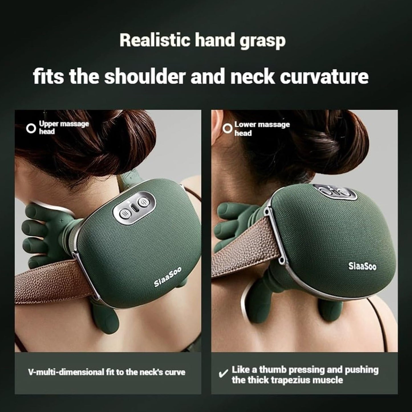 Airlandolists Neck and Shoulder Massager with Heat, Electric Simulated Human Hand Cervical Trapezius Neck Massager Pillow, Deep Tissue 3D Kneading Massagers for Shoulder, Leg(2Pcs)