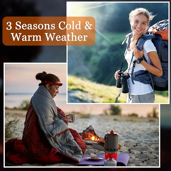 10 Pcs 0 Degree Camping Sleeping Bags Bulk for Adults Cold Weather Sleeping Bags 4 Season Warm Waterproof Lightweight with Compression Sack for Backpacking Hiking Travel Homeless