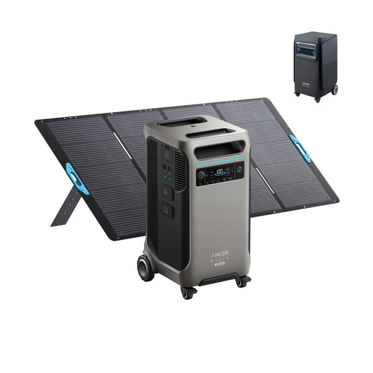 Anker SOLIX F3800 Plus Portable Power Station (Upgraded Version) with 400W Solar Panel, 3840Wh, 3,200W Solar Input, Generators for Home Use, Works with Generator, For Power Outages, and Emergencies