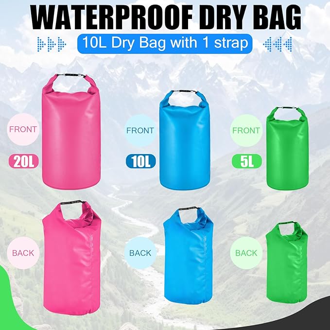 Shappy 4 Pcs Waterproof Dry Bag Floating Waterproof Dry Bag Backpack Durable Lightweight PVC Marine Dry Bags for Travel Kayaking Rafting Boating Swimming Camping Hiking Fishing(10 L)