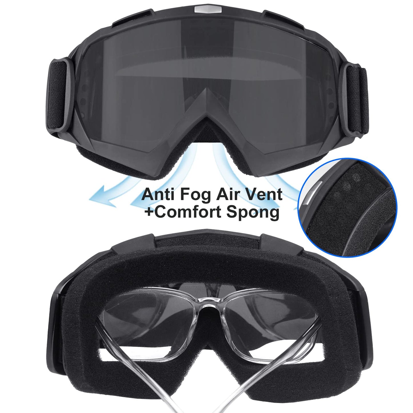 VPZENAR Airsoft Helmet with Front NVG Mount, Black Tactical Helmet, Detachable Goggles with Gray Lens, Military Tactical Paintball Gear