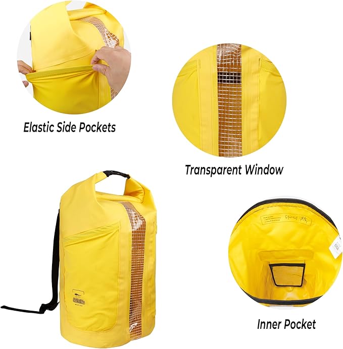 Waterproof Floating Dry Bag for Men Women - 25L Waterproof Backpack with Side Pockets - Roll Top Sack Keeps Gear Dry for Kayaking, Rafting, Boating, Swimming, Camping, Beach, Fishing