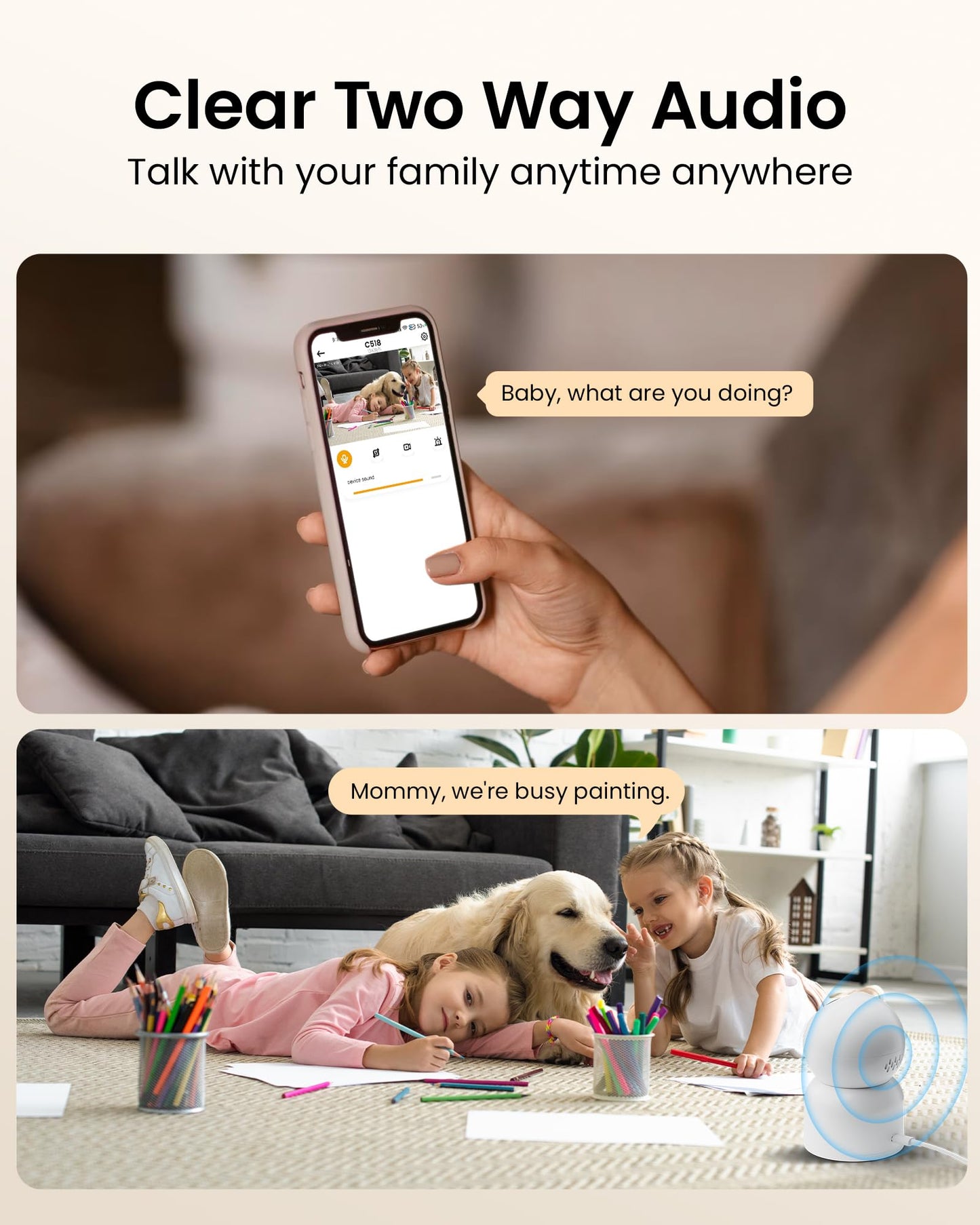 Anlapus 4 x 2MP Home Security Indoor Camera, C518 1080p Pan/Tilt WiFi Camera, 2.4/5 GHz 360° Plug-in Camera, Motion Detection, One-Touch Call, Auto Track, Night Vision (Memory Card Not Include)