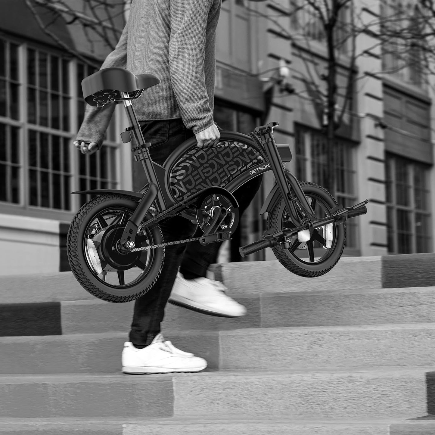Jetson Bolt Pro Adult Electric Bike, Pedal Assist up to 30 Miles, Foldable, Built-in Carrying Handle, Lightweight Frame, LED Headlight, Dual Disc Brakes, Twist Throttle & Cruise Control, Ages 12+