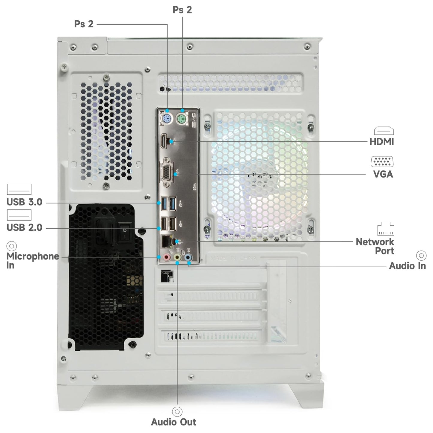 LXZ Desktop PC Computer Ryzen 5-5600GT 8 core 3.6GHz, 16G DDR4 RAM, 512G NVME SSD, Tower Computer with 400W Power Supply for Working, Home and Office (White)