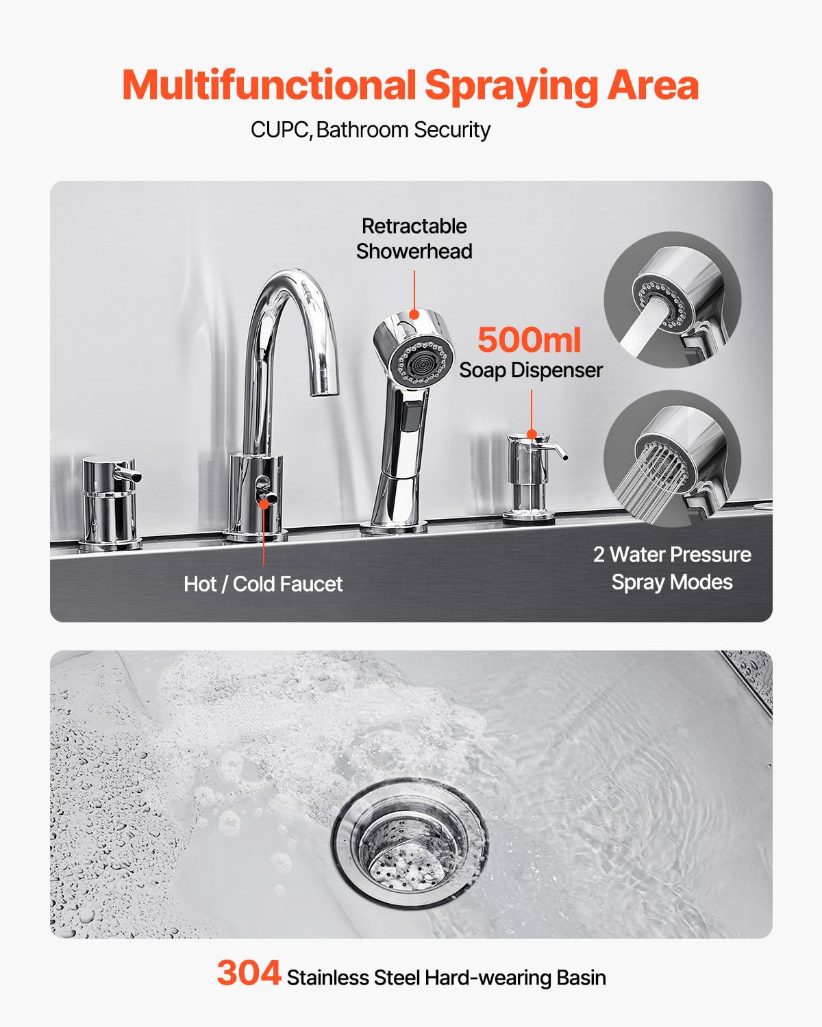 Happybuy Stainless Steel Dog Washing Station, 61 - inch Pet Grooming Tub with Ramp, Water Filter Board, Faucet, Showerhead & Leash, Suitable for Large, Medium and Small Pets (Left Door)