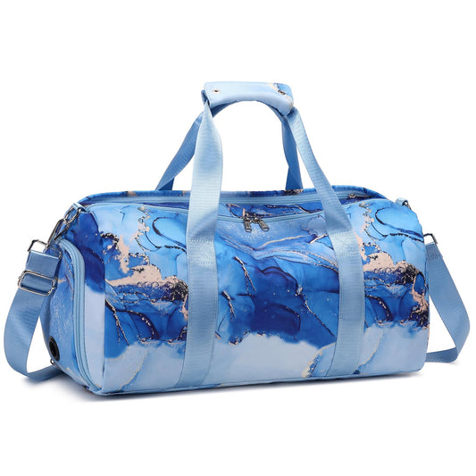 Dance Bag Gymnastics Bag Teens Overnight Duffle Bag with Shoe Compartment Travel Weekender Sleepover Carry On Bag (Gilded Blue)