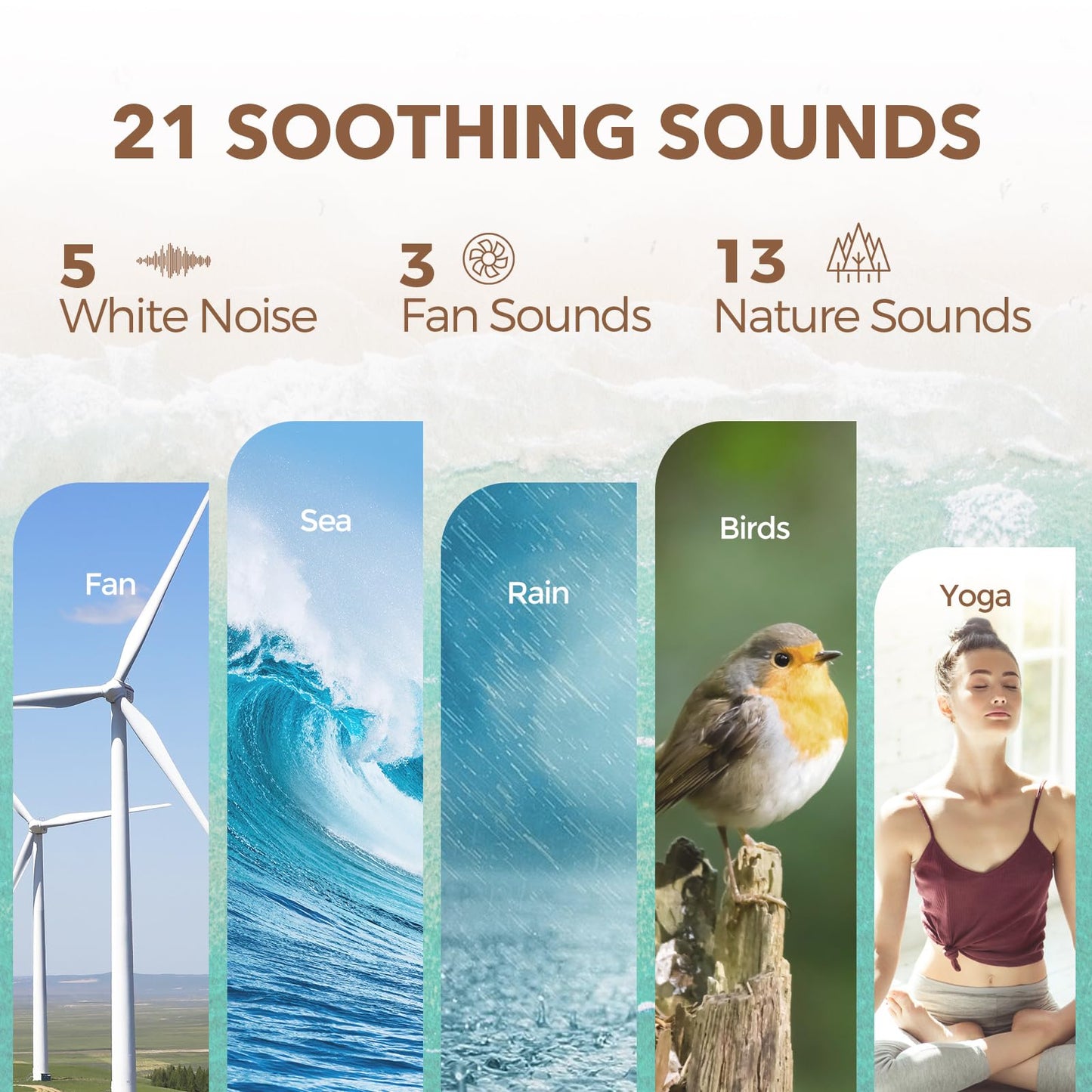ANJANK White Noise Sound Machine Alarm Clock with Bluetooth Speaker, 21 Relaxing Sounds, 7 Night Lights,0-100% Dimmer/Sleep Timer/30-Level Volume Control,Sound Machine for Kids Adults Sleeping,Bedroom