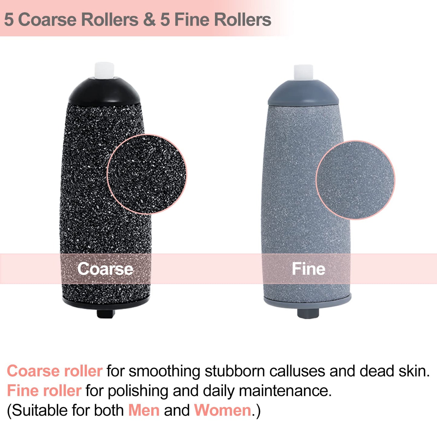 10 Pack Replacement Roller Refills Compatible with Finishing Touch Flawless Pedi Electric Tool File Include a Cleaning Brush (5 Coarse & 5 Fine Rollers)