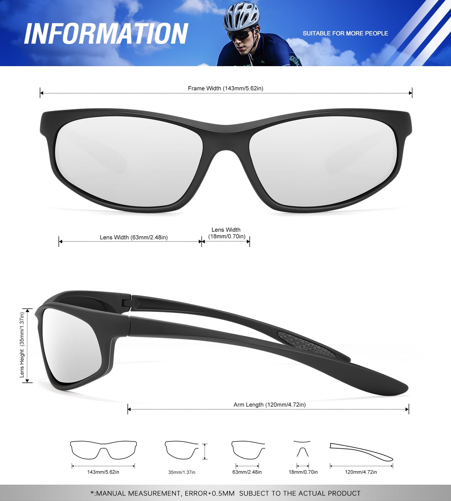 KALIYADI Mens-Sunglasses Polarized Sunglasses-Men Sports: Sport Sun Glasses for Running Cycling Fishing with UV Protection
