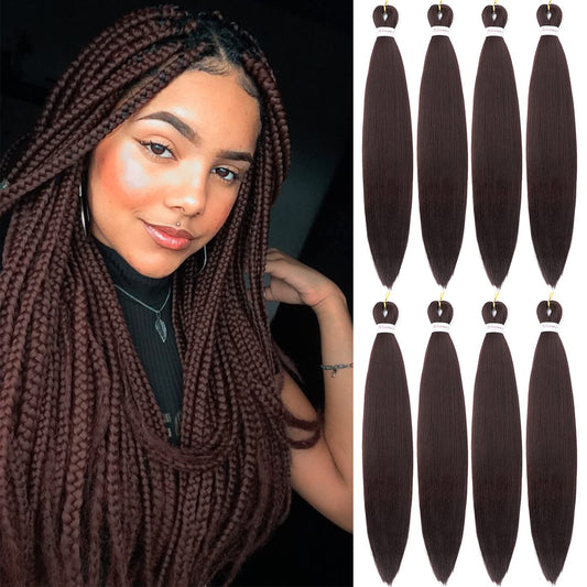 Alrence Pre Stretched Braiding Hair Long Braid 30 Inch 8 Packs Professional Braiding Hair Extensions Synthetic Crochet Twist Braids (30 Inch, 99J#)