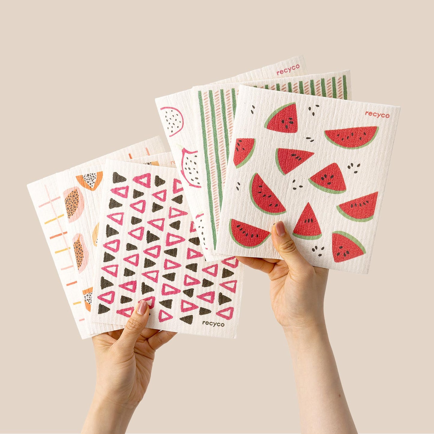 RECYCO Swedish Dishcloths for Kitchen | 6 Packs Forest Mushroom Washable Dish Rags | Cellulose Reusable Cleaning Paper Towels | Absorbent Counter Dish Cloth Sponge Kitchen Wipes, 8" L x 7" W